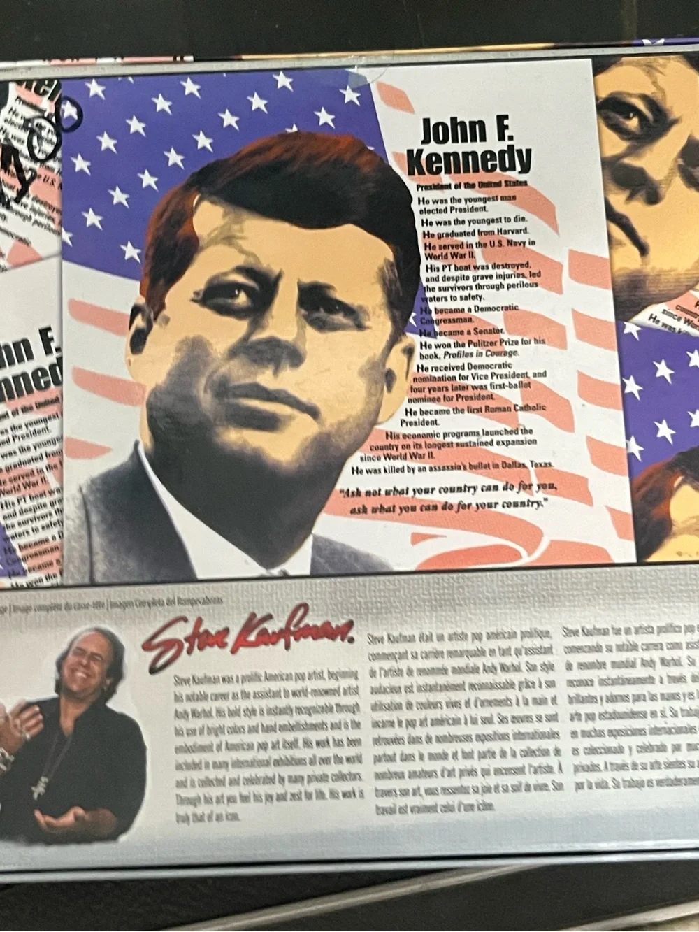 Sure-Lox Steve Kaufman John F. Kennedy 500pc Interlocking Cardboard Art 01185